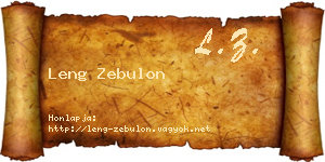 Leng Zebulon névjegykártya