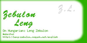 zebulon leng business card